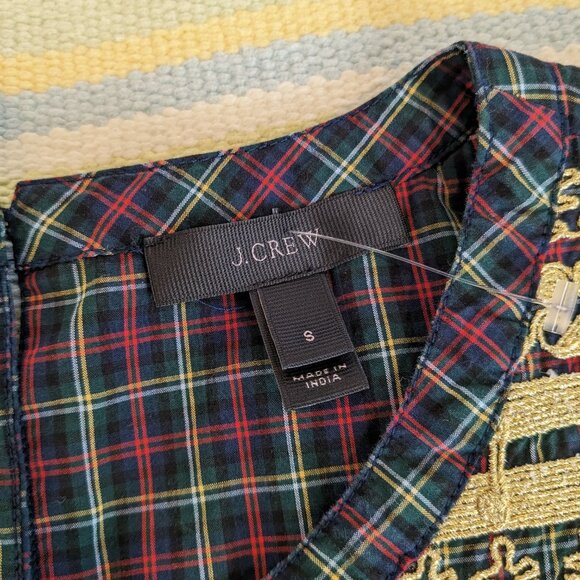 ⭐ J. Crew Plaid Peasant Popover Blouse size Small - Picture 14 of 16